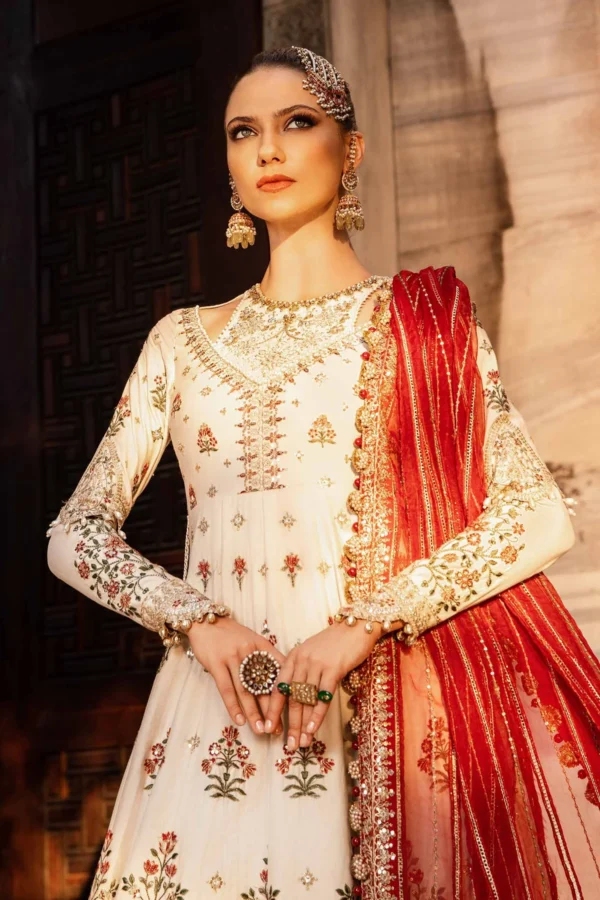 Maria B Stitched Embroidered Cotton Satin Suit | CST-801 - Image 6