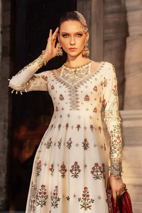 Maria B Stitched Embroidered Cotton Satin Suit | CST-801 - Image 4