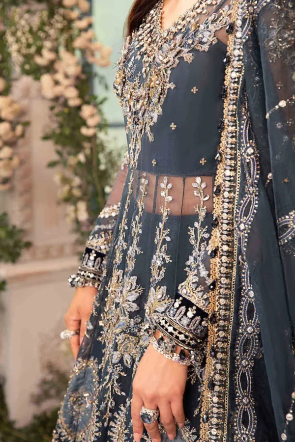 Maria B 3 Piece Stitched Embroidered Organza Suit - Image 4