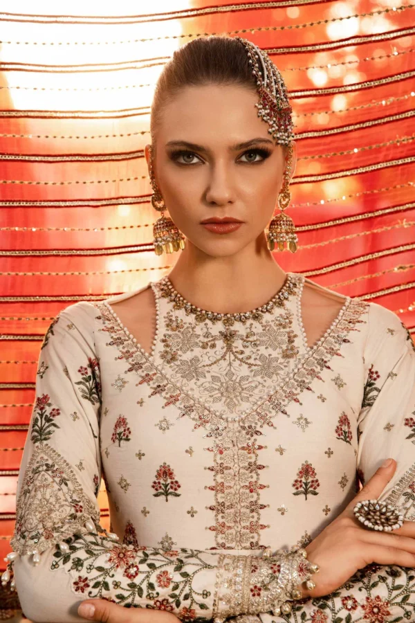 Maria B Stitched Embroidered Cotton Satin Suit | CST-801 - Image 2