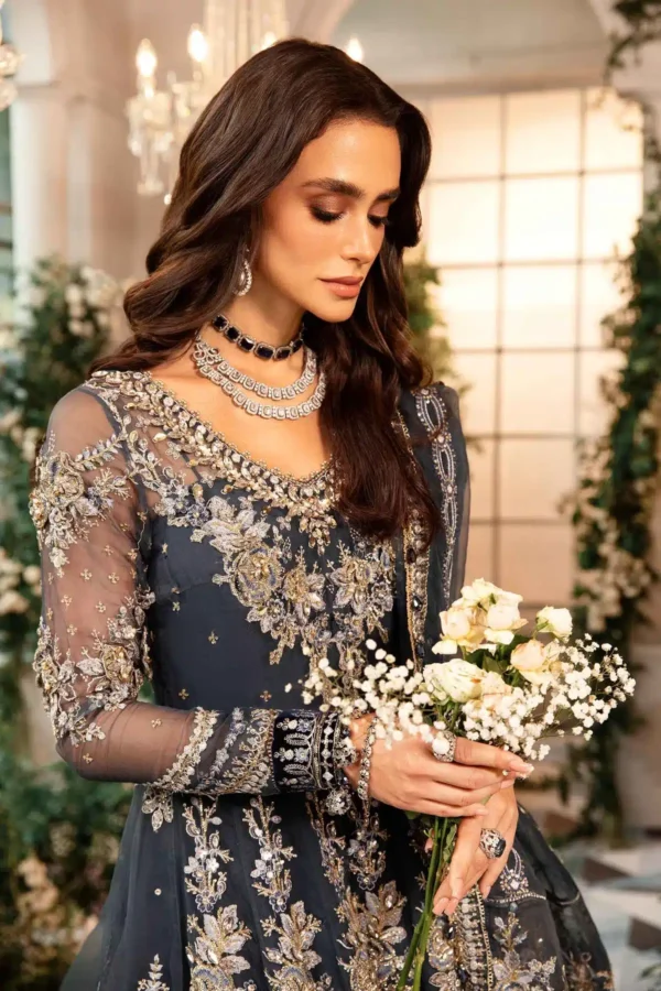 Maria B 3 Piece Stitched Embroidered Organza Suit - Image 2
