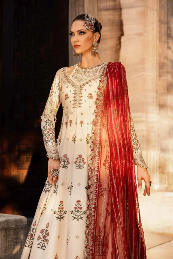 Maria B Stitched Embroidered Cotton Satin Suit | CST-801 - Image 5