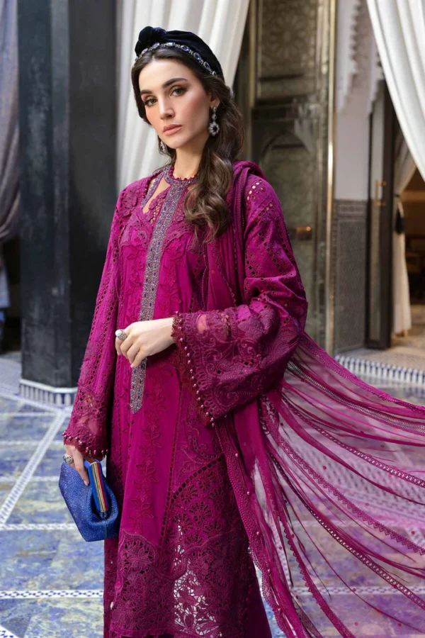 3 Piece Unstitched Embroidered Lawn Suit | D-2502-B - Image 2