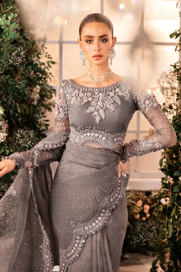 Maria B 3 Piece Stitched Embroidered Organza Suit - Image 9
