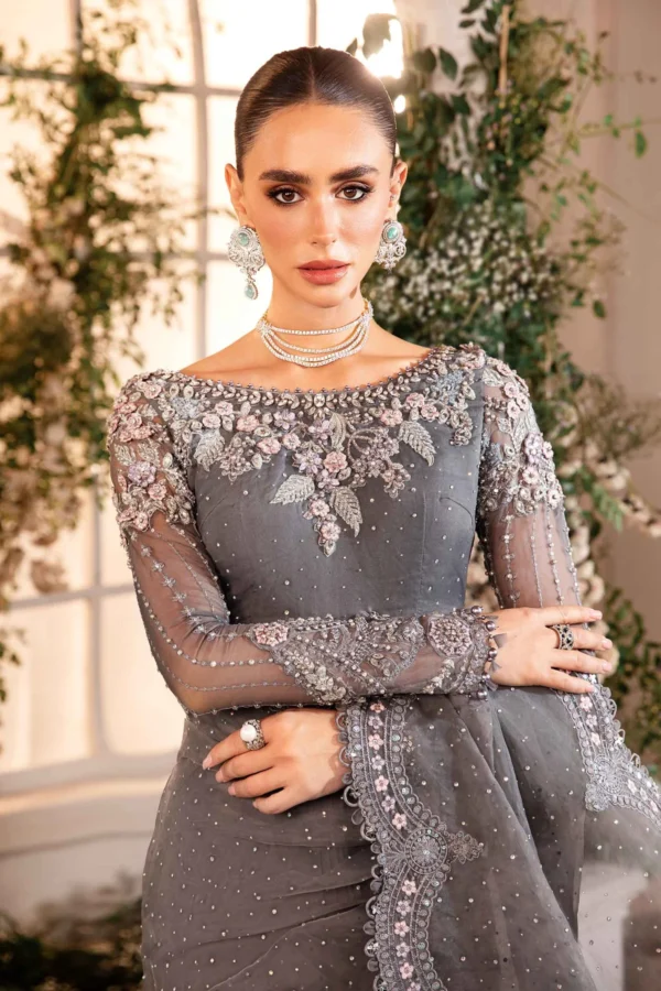 Maria B 3 Piece Stitched Embroidered Organza Suit - Image 10