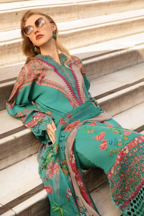 Maria B Stitched  Printed Cambric Suit - Image 3