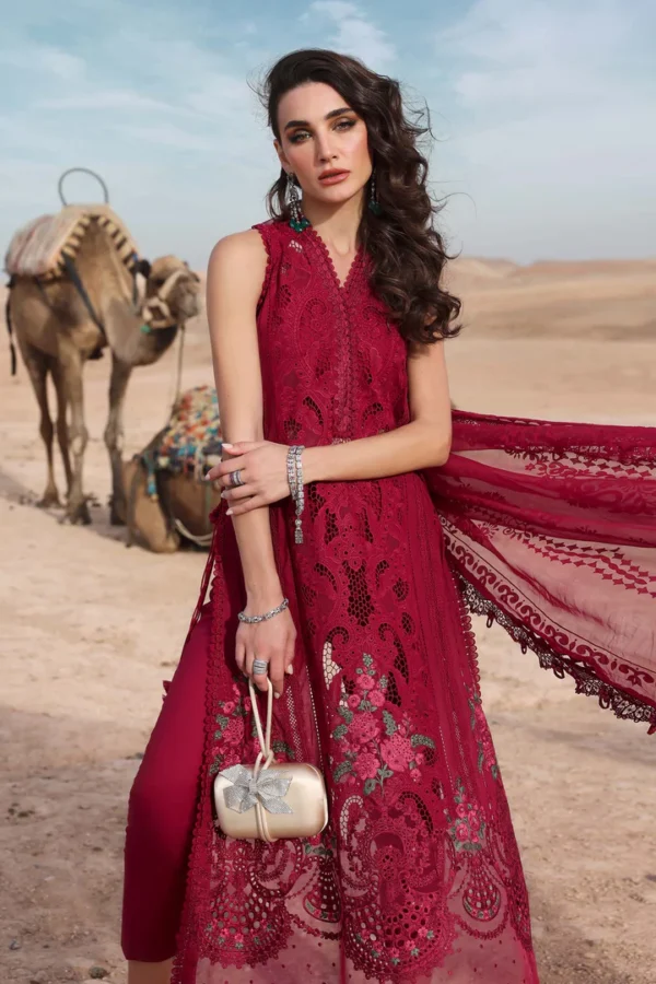 3 Piece Unstitched Embroidered Lawn Suit | D-2504-A - Image 2
