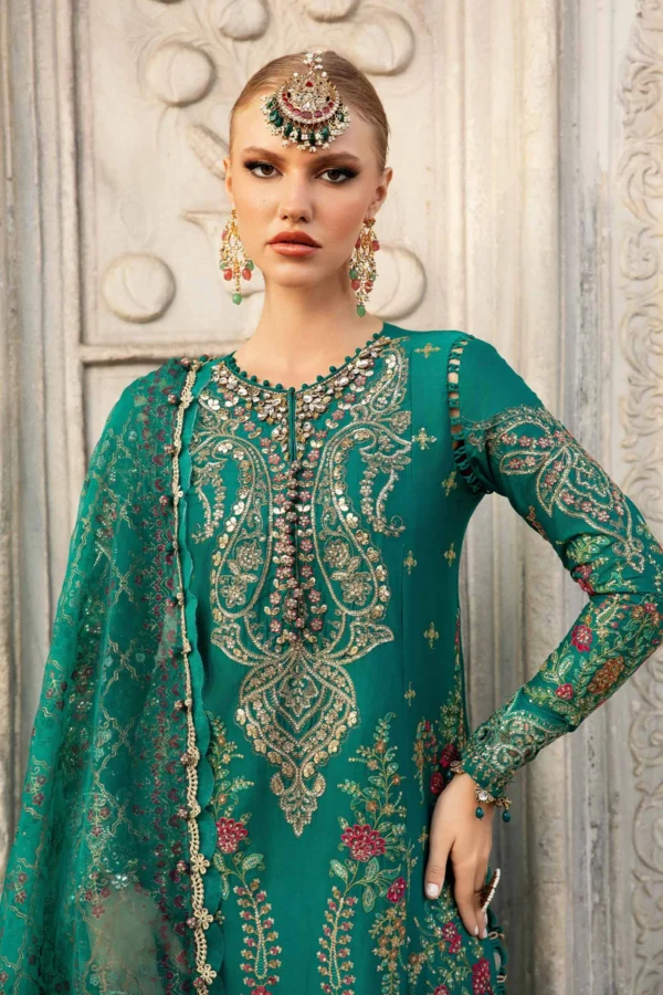 Maria B Stitched Embroidered Cotton Satin Suit | CST-805 - Image 3