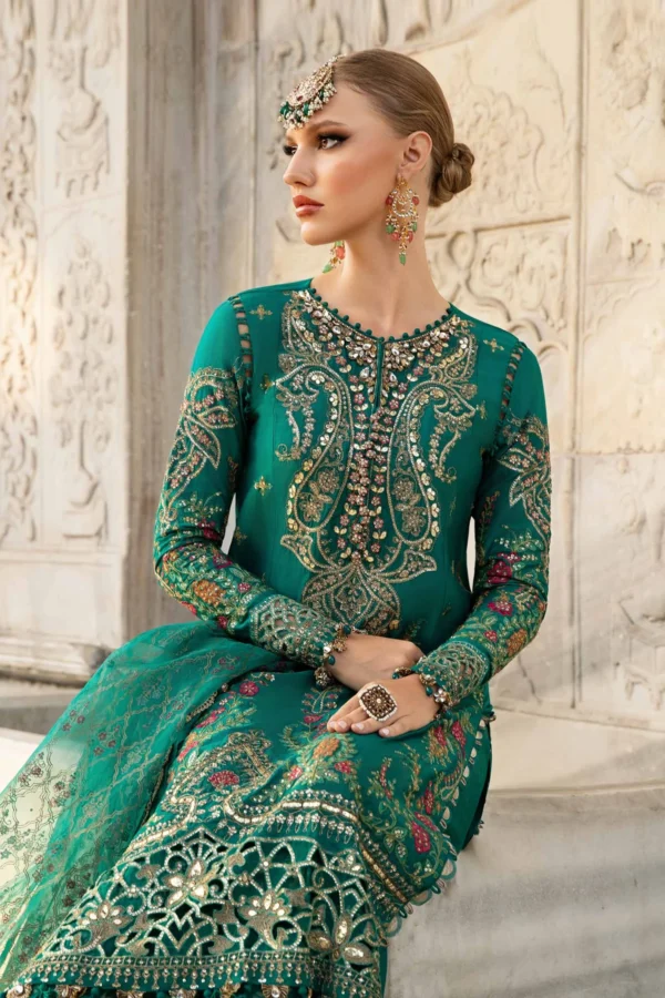 Maria B Stitched Embroidered Cotton Satin Suit | CST-805 - Image 2