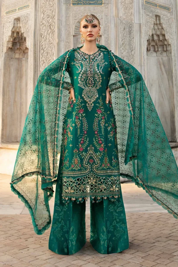 Maria B Stitched Embroidered Cotton Satin Suit | CST-805