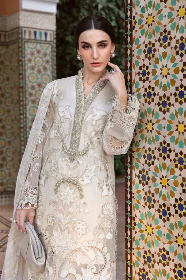3 Piece Unstitched Embroidered Organza Suit | D-2506-A - Image 2