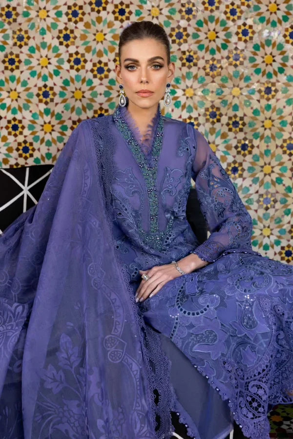 3 Piece Unstitched Embroidered Organza Suit | D-2506-B - Image 2