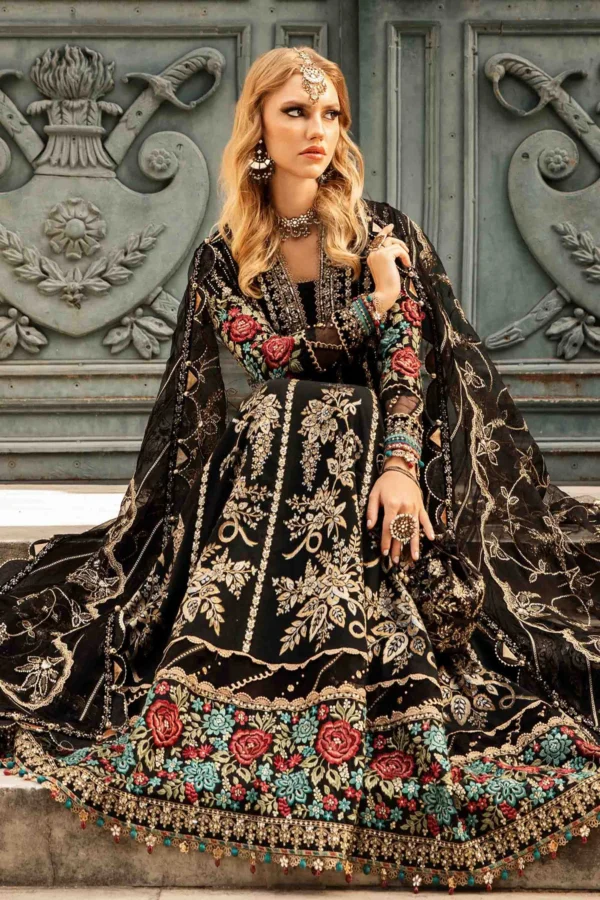 Maria B Stitched Embroidered Cotton Satin Suit | CST-806 - Image 3