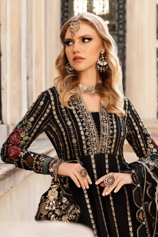 Maria B Stitched Embroidered Cotton Satin Suit | CST-806 - Image 4