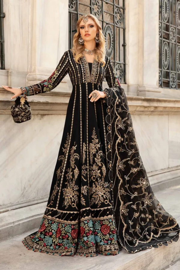 Maria B Stitched Embroidered Cotton Satin Suit | CST-806 - Image 5