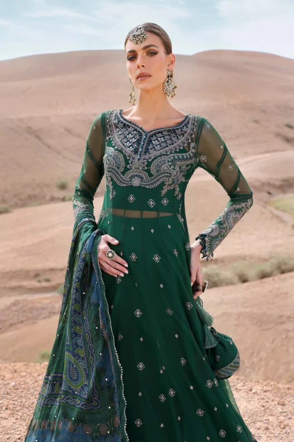 3 Piece Unstitched Embroidered Net Suit | D-2507-A - Image 2