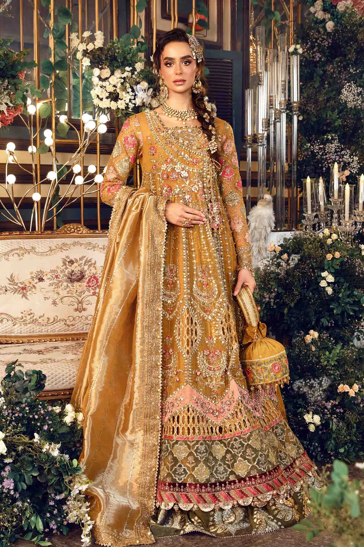 Maria B 3 Piece Stitched Embroidered Organza Suit