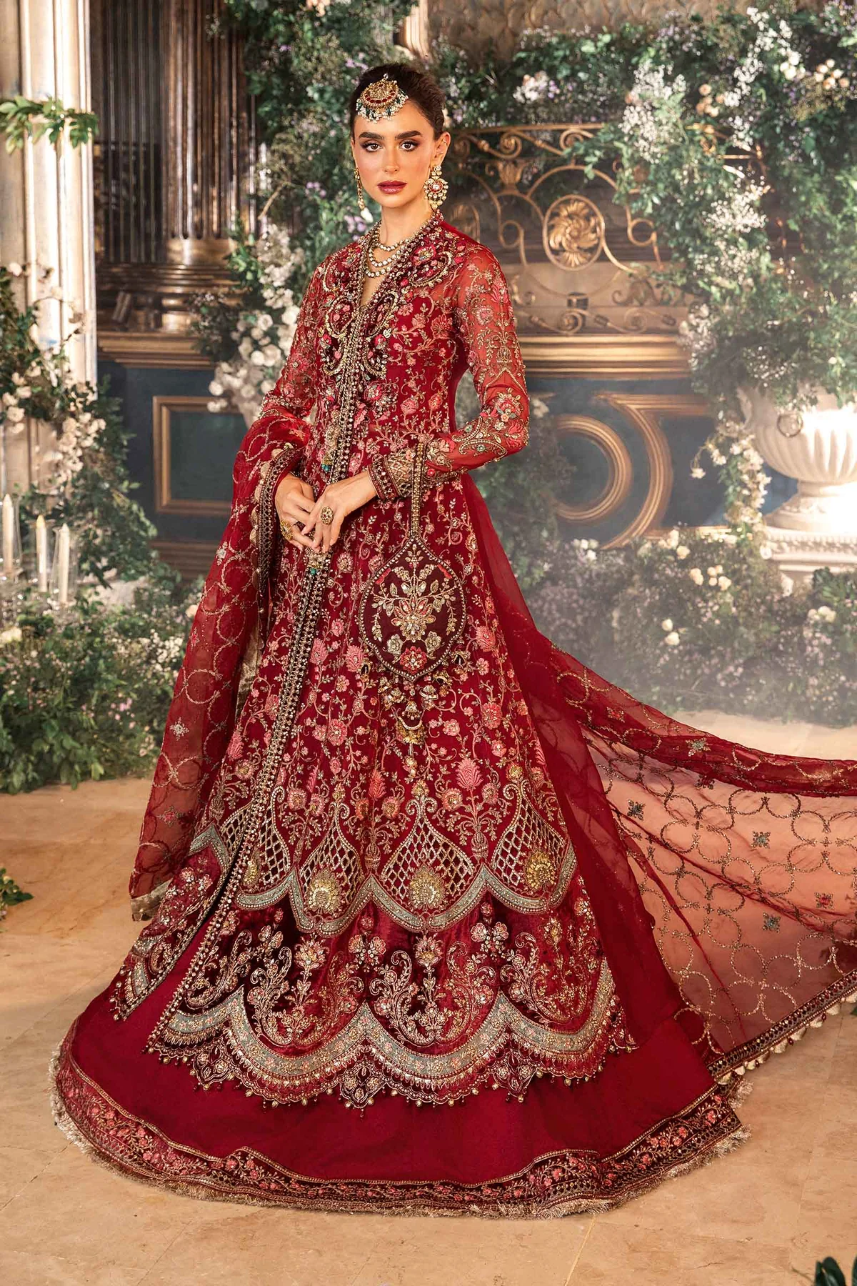 Maria B 3 Piece Stitched Embroidered Organza Suit