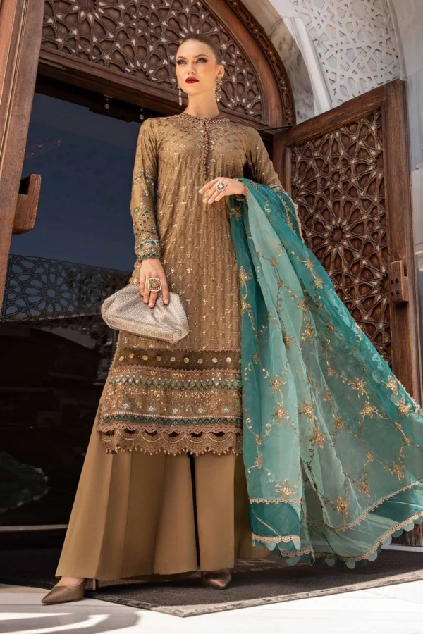 Maria B Stitched Embroidered Cotton Satin Suit | CST-808