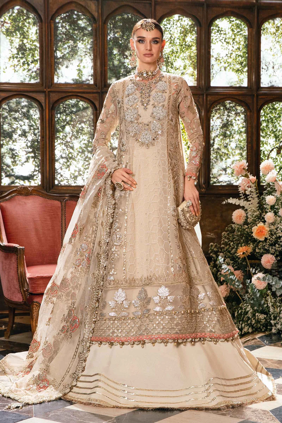 Maria B Stitched 3 Piece EMBROIDERED SUIT | BD-2805 - Image 4