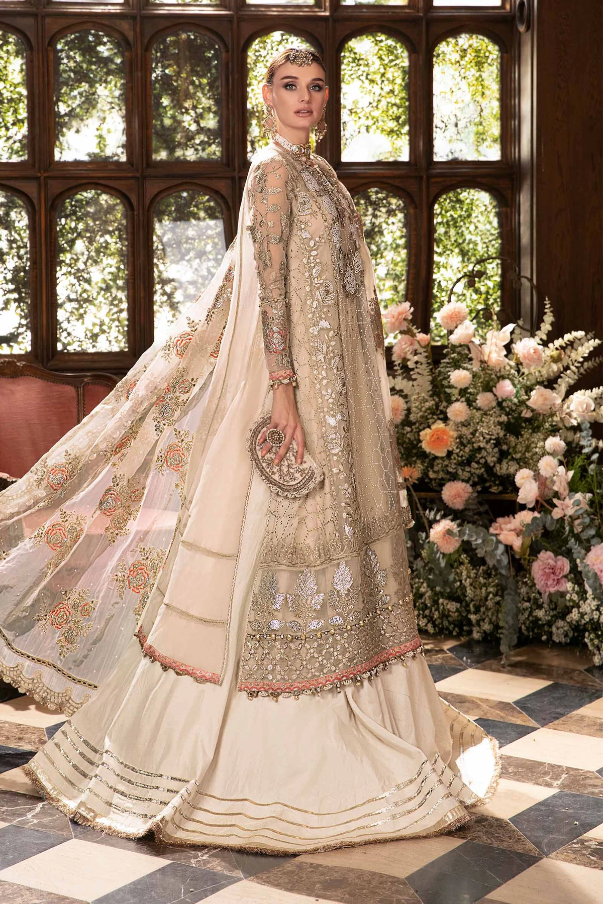 Maria B Stitched 3 Piece EMBROIDERED SUIT | BD-2805 - Image 5