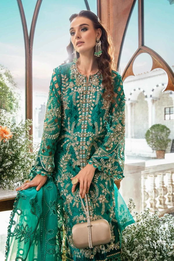 Maria B Stitched 3 Piece EMBROIDERED SUIT | BD-2806 - Image 9