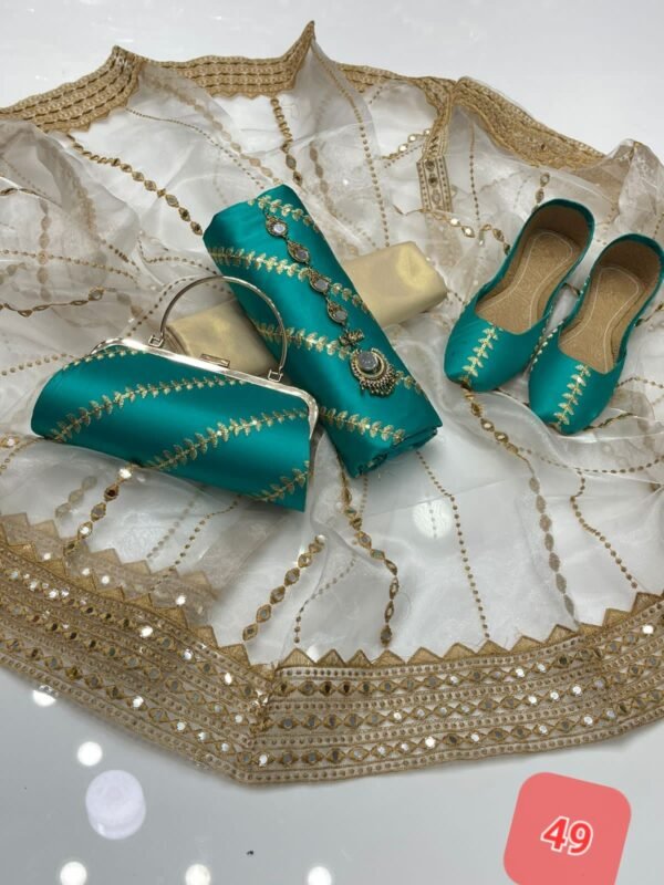 3 Pcs Stitched Silk Suit With Organza Dupatta. - Image 50