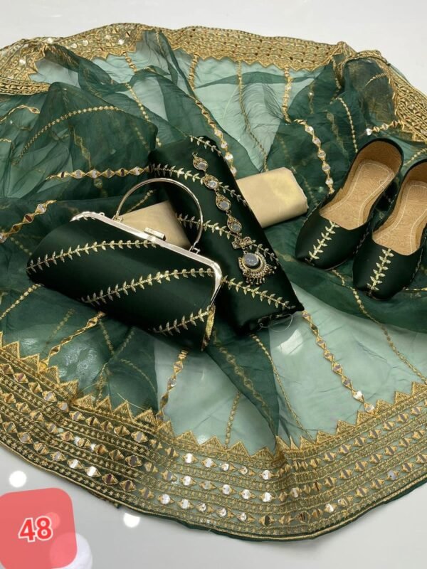 3 Pcs Stitched Silk Suit With Organza Dupatta. - Image 49