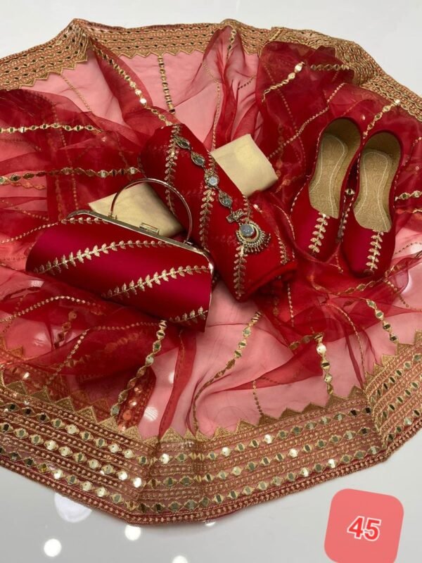 3 Pcs Stitched Silk Suit With Organza Dupatta. - Image 46
