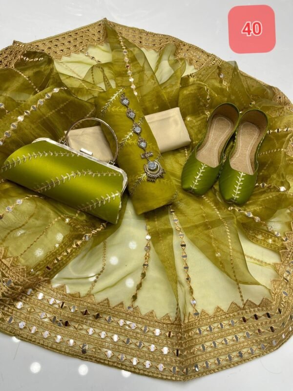 3 Pcs Stitched Silk Suit With Organza Dupatta. - Image 41