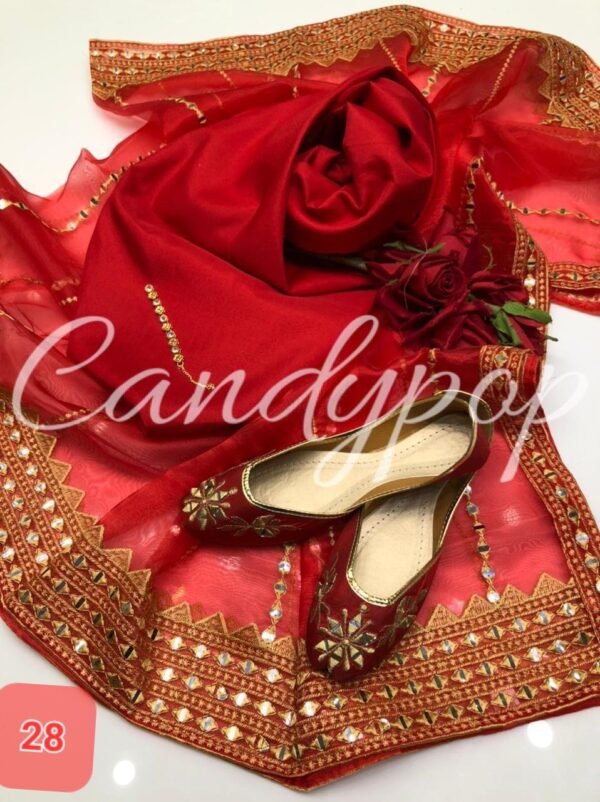 3PC Stitched Raw Silk Suit With Organza Sequence,Mirror work & Embroiderd Dupatta - Image 27