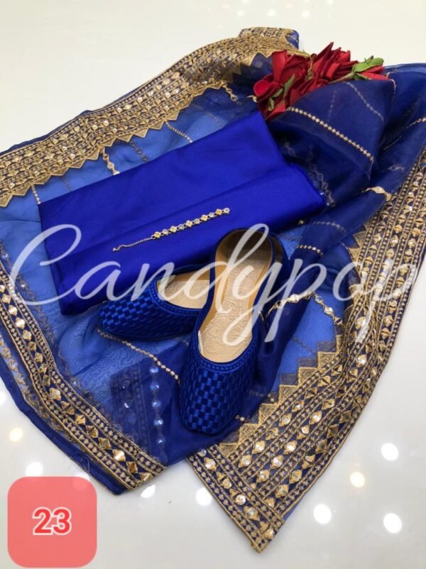 3PC Stitched Raw Silk Suit With Organza Sequence,Mirror work & Embroiderd Dupatta - Image 23