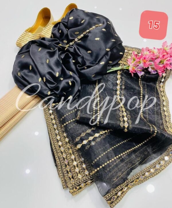 3 Pcs Stitched Silk Suit With Organza Dupatta. - Image 16