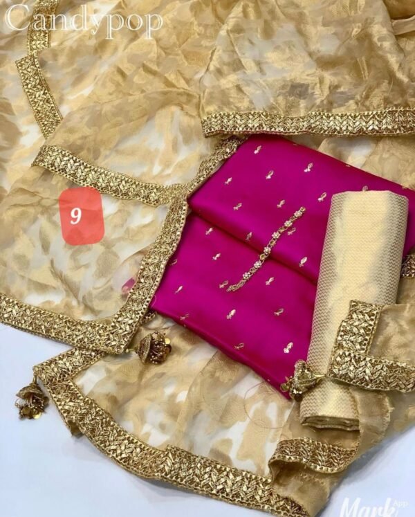 Gota jackquard duppatta with shamoze silk - Image 9