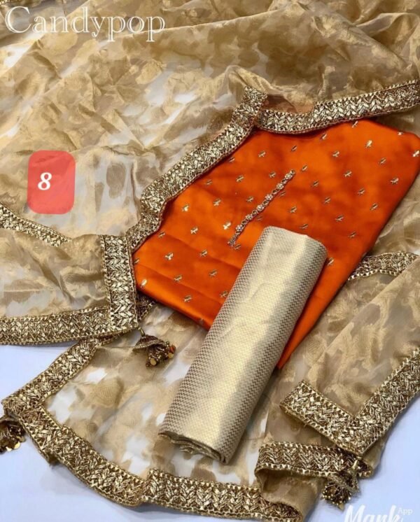 Gota jackquard duppatta with shamoze silk - Image 8