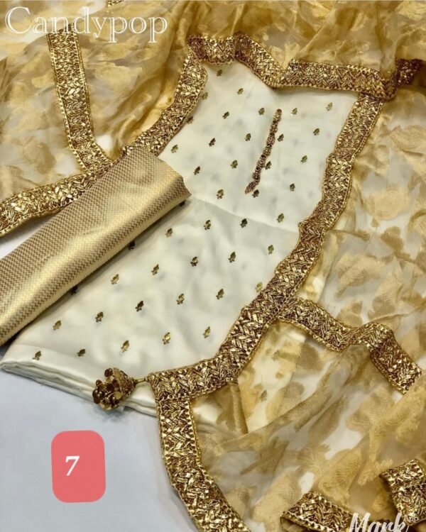 Gota jackquard duppatta with shamoze silk - Image 7
