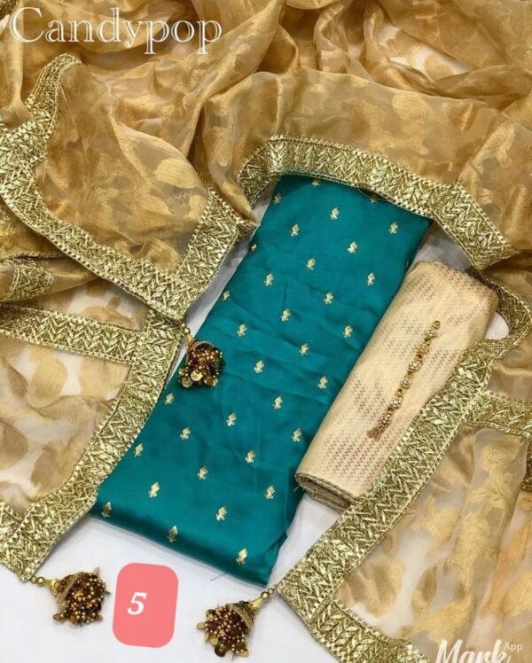 Gota jackquard duppatta with shamoze silk - Image 5