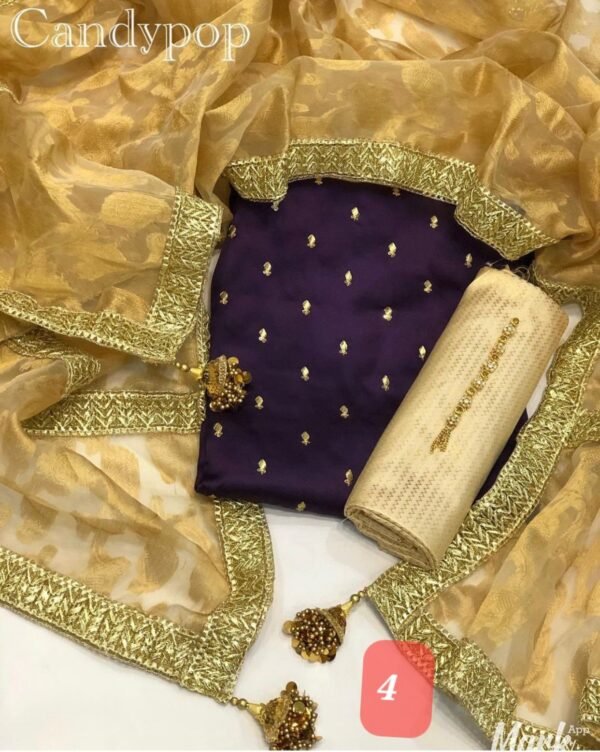 Gota jackquard duppatta with shamoze silk - Image 4
