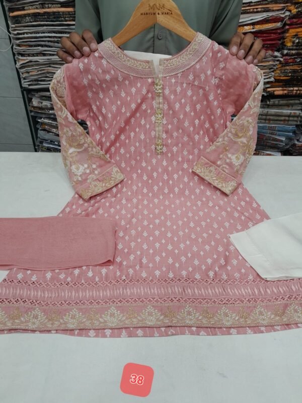 Girls 3PC Frocks With Trousers(48 Designs) - Image 34