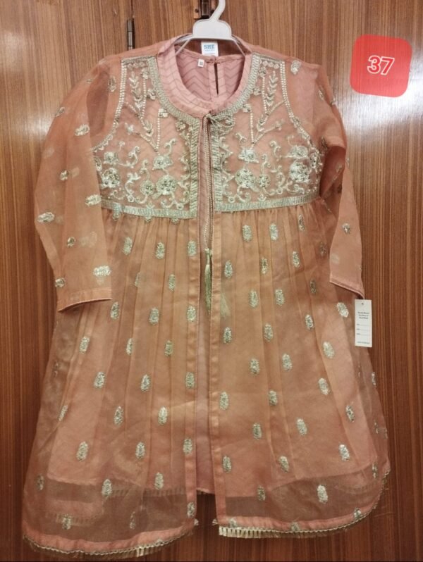 Girls 3PC Frocks With Trousers(48 Designs) - Image 32