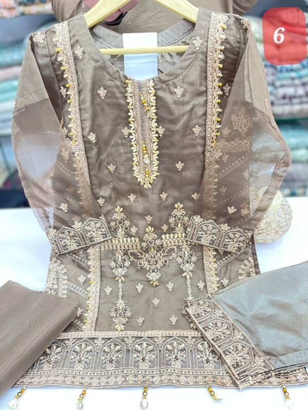 Girls organza thread & adda work 2 designs 4 colors - Image 7