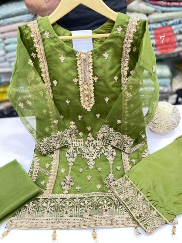 Girls organza thread & adda work 2 designs 4 colors - Image 8