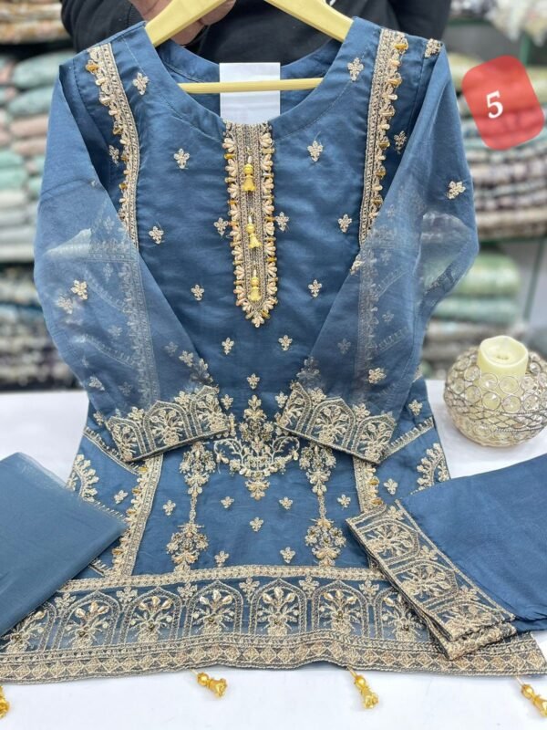 Girls organza thread & adda work 2 designs 4 colors - Image 6