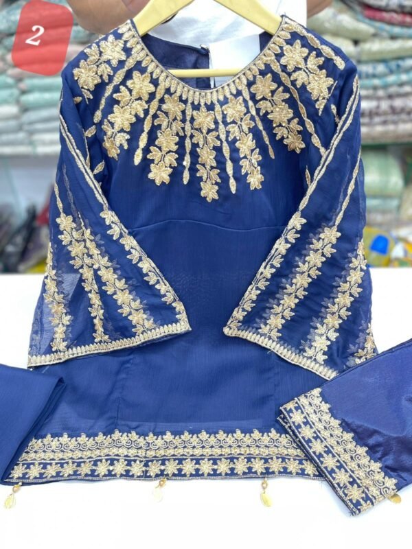 Chiffon tilla and thread work 4 colors - Image 2