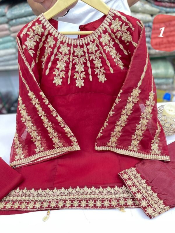 Chiffon tilla and thread work 4 colors