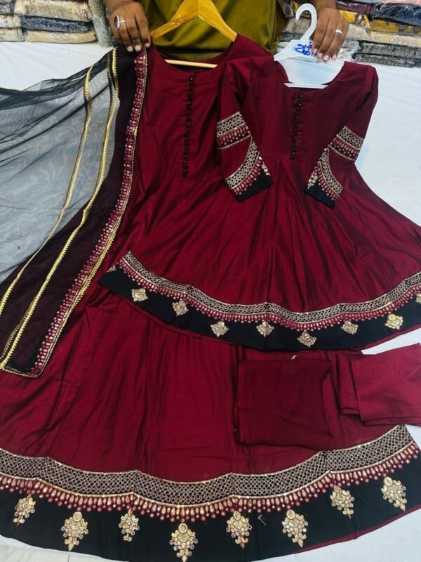 Mother &Daughter Collection,3PC Soft Khaddi Fabric With Thread and Sequins Embroidery. - Image 2