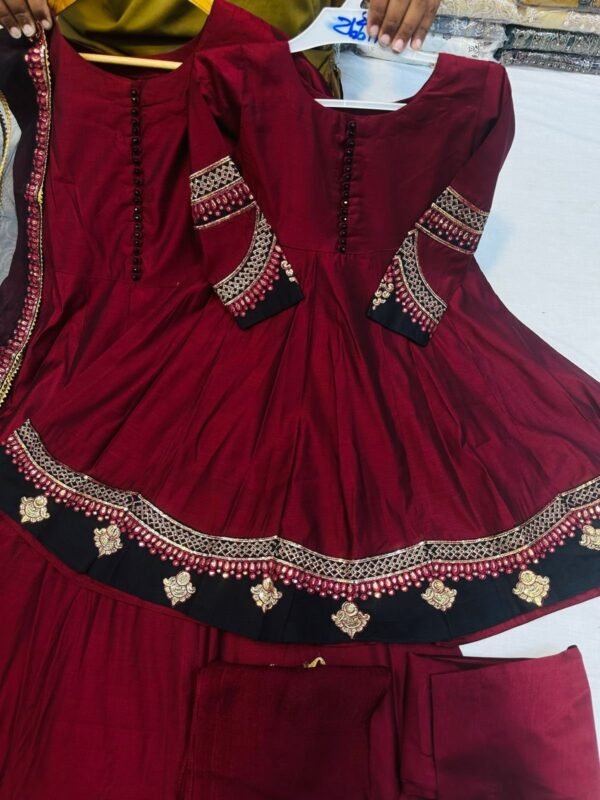 Mother &Daughter Collection,3PC Soft Khaddi Fabric With Thread and Sequins Embroidery. - Image 4