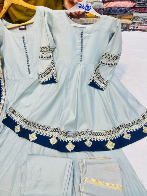 Mother &Daughter Collection,3PC Soft Khaddi Fabric With Thread and Sequins Embroidery. - Image 7