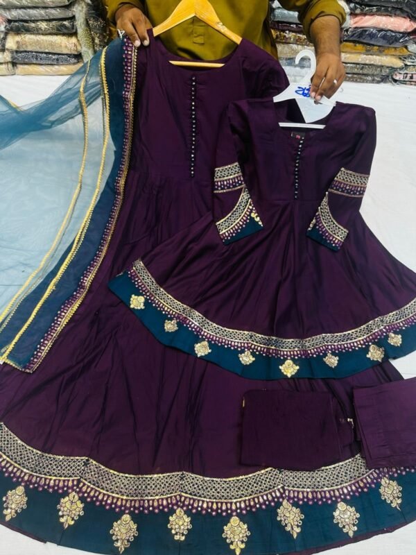 Mother &Daughter Collection,3PC Soft Khaddi Fabric With Thread and Sequins Embroidery. - Image 10