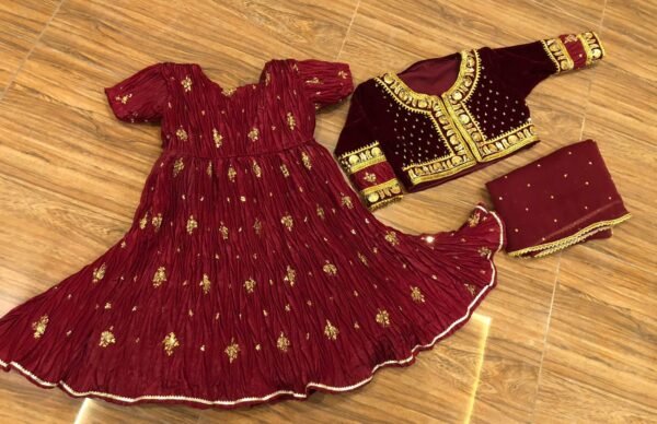 Mother & Daughter Flary Crush Sequins and Tilla Work long Maxi with Velvet Jacket &Chiffon Dupatta. - Image 6